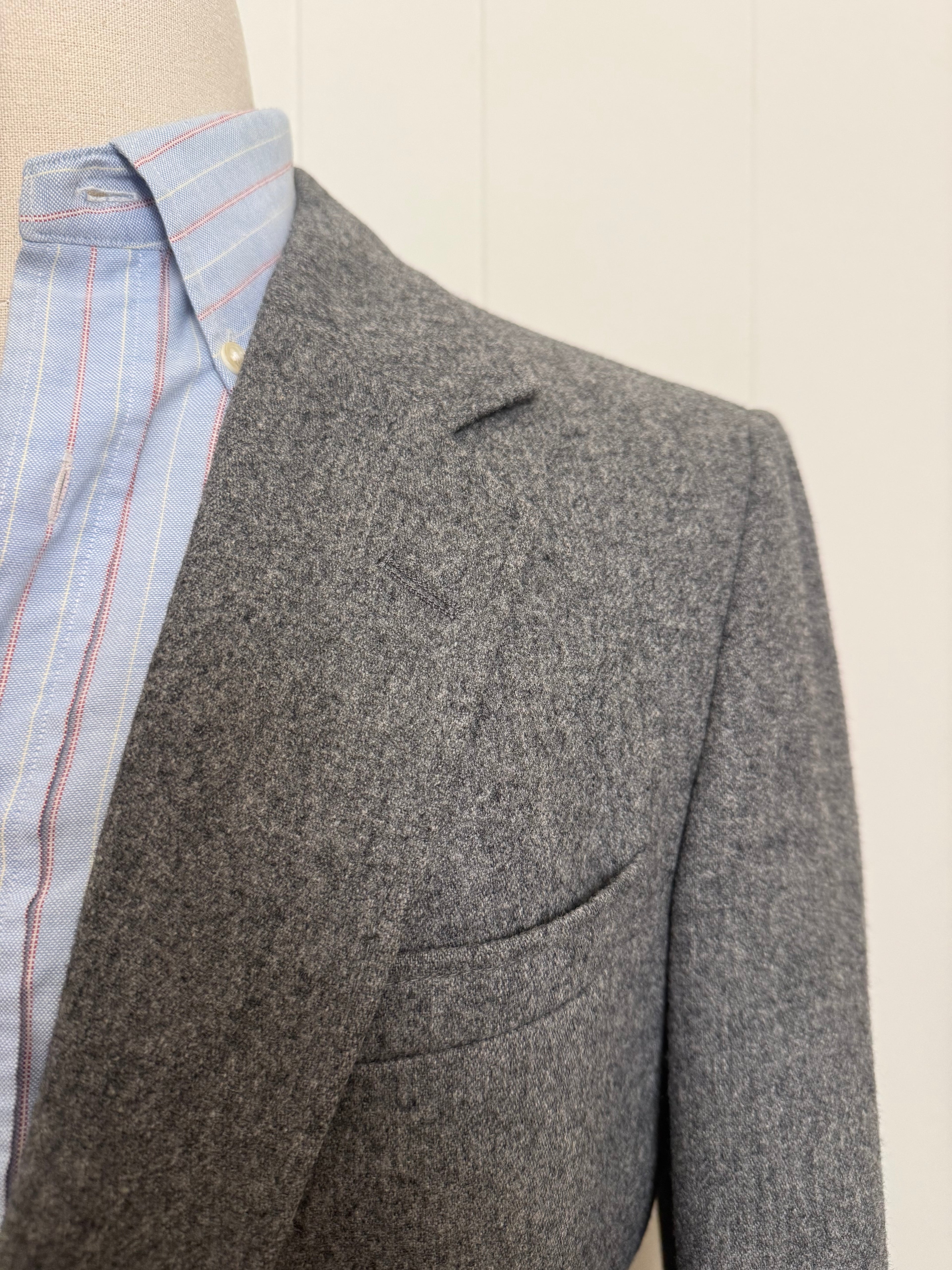 Vintage Gray Wool Blazer With Brass Buttons