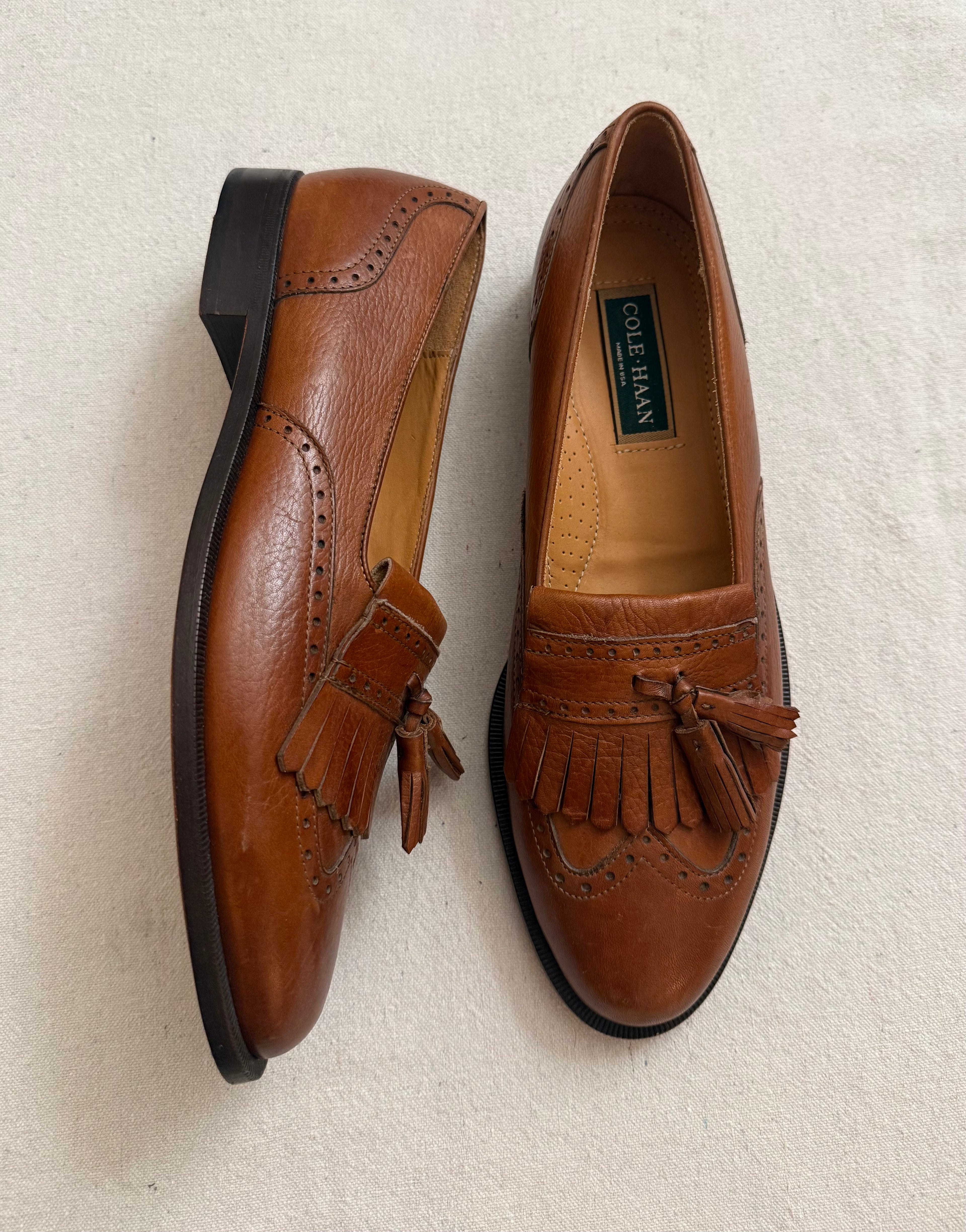 Vintage Light Brown Tassel Loafers