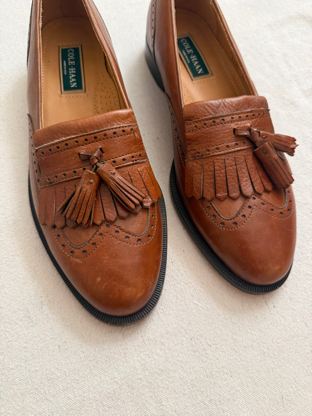 Vintage Light Brown Tassel Loafers