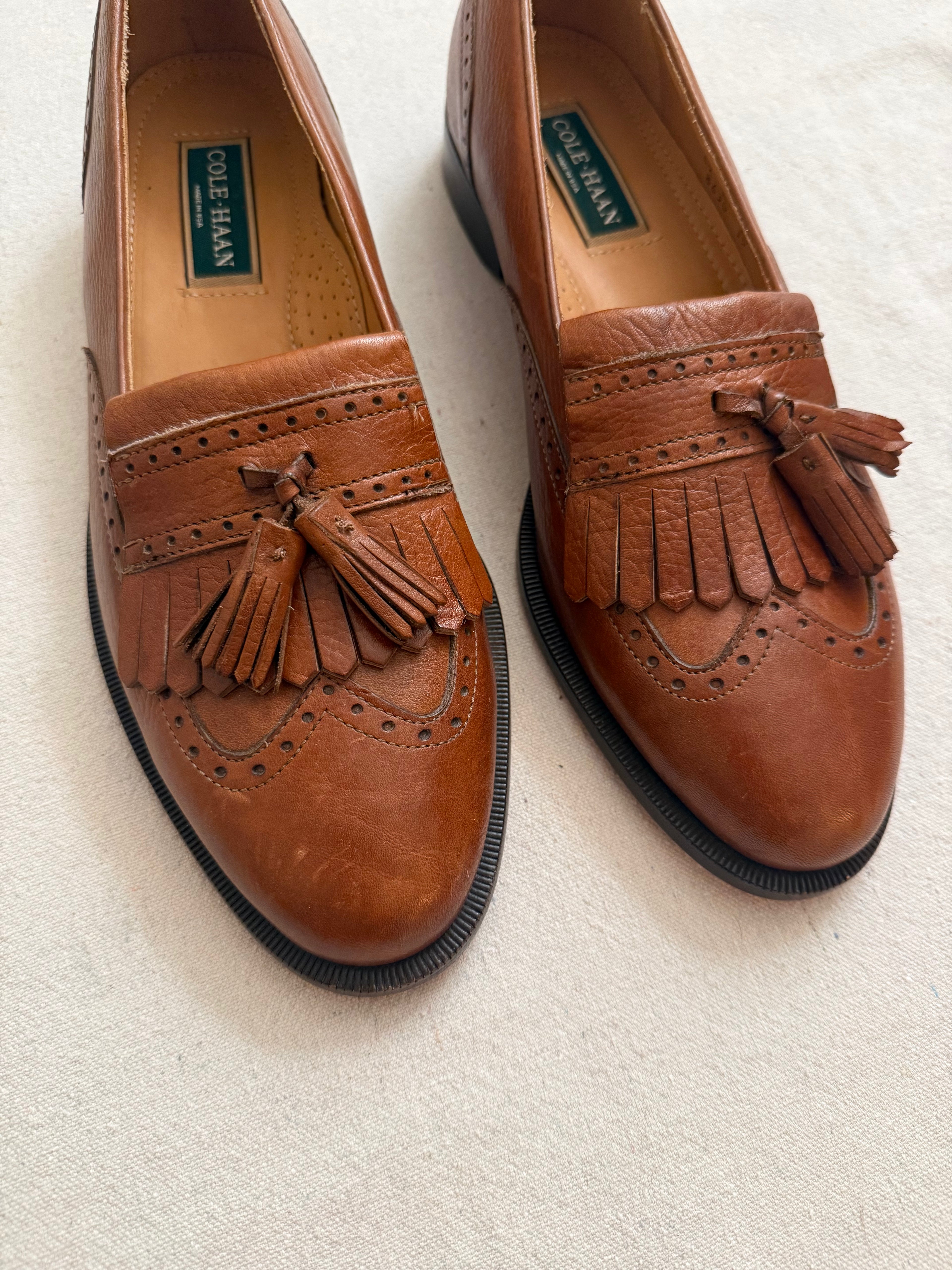 Vintage Light Brown Tassel Loafers