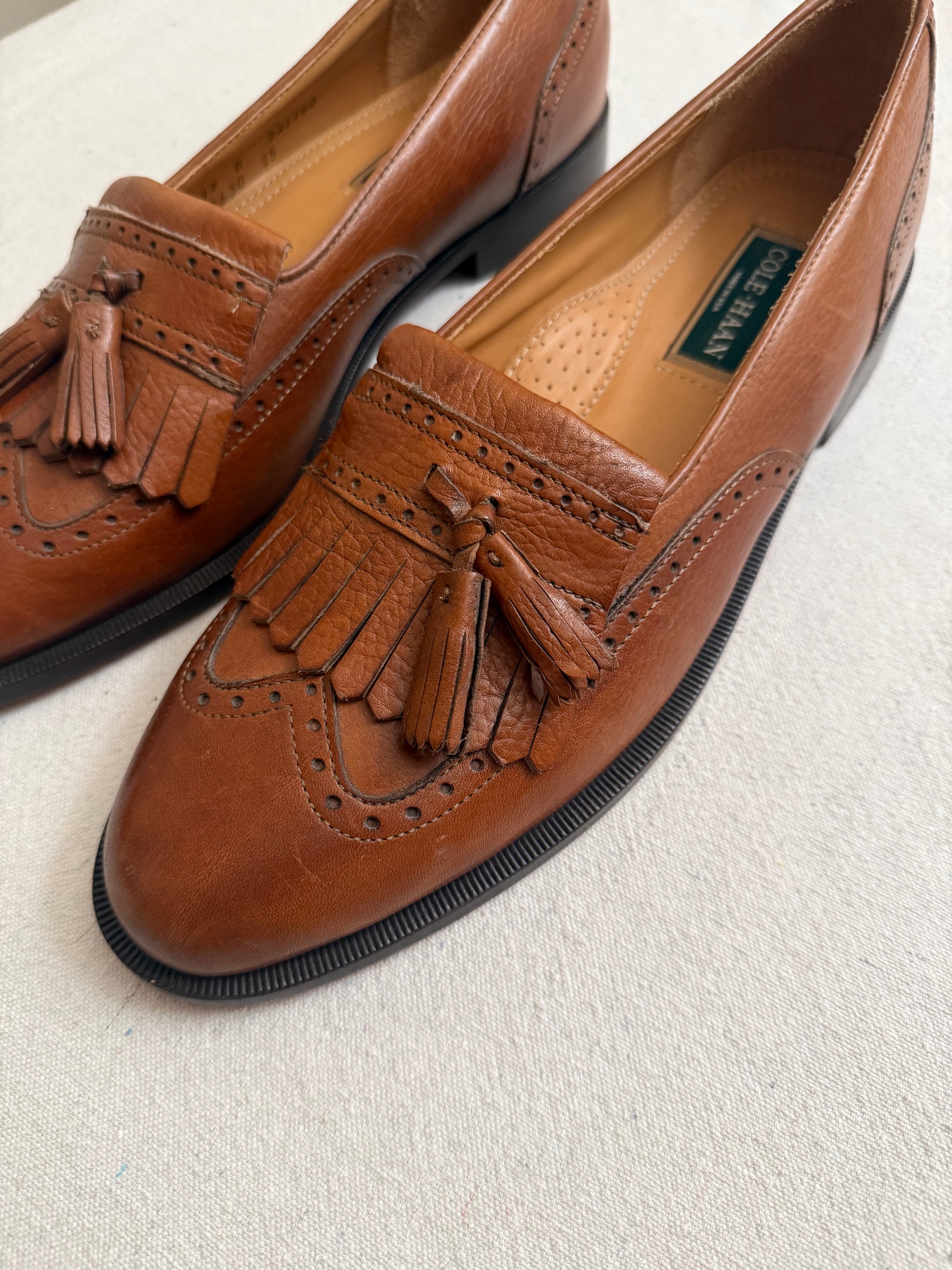 Vintage Light Brown Tassel Loafers