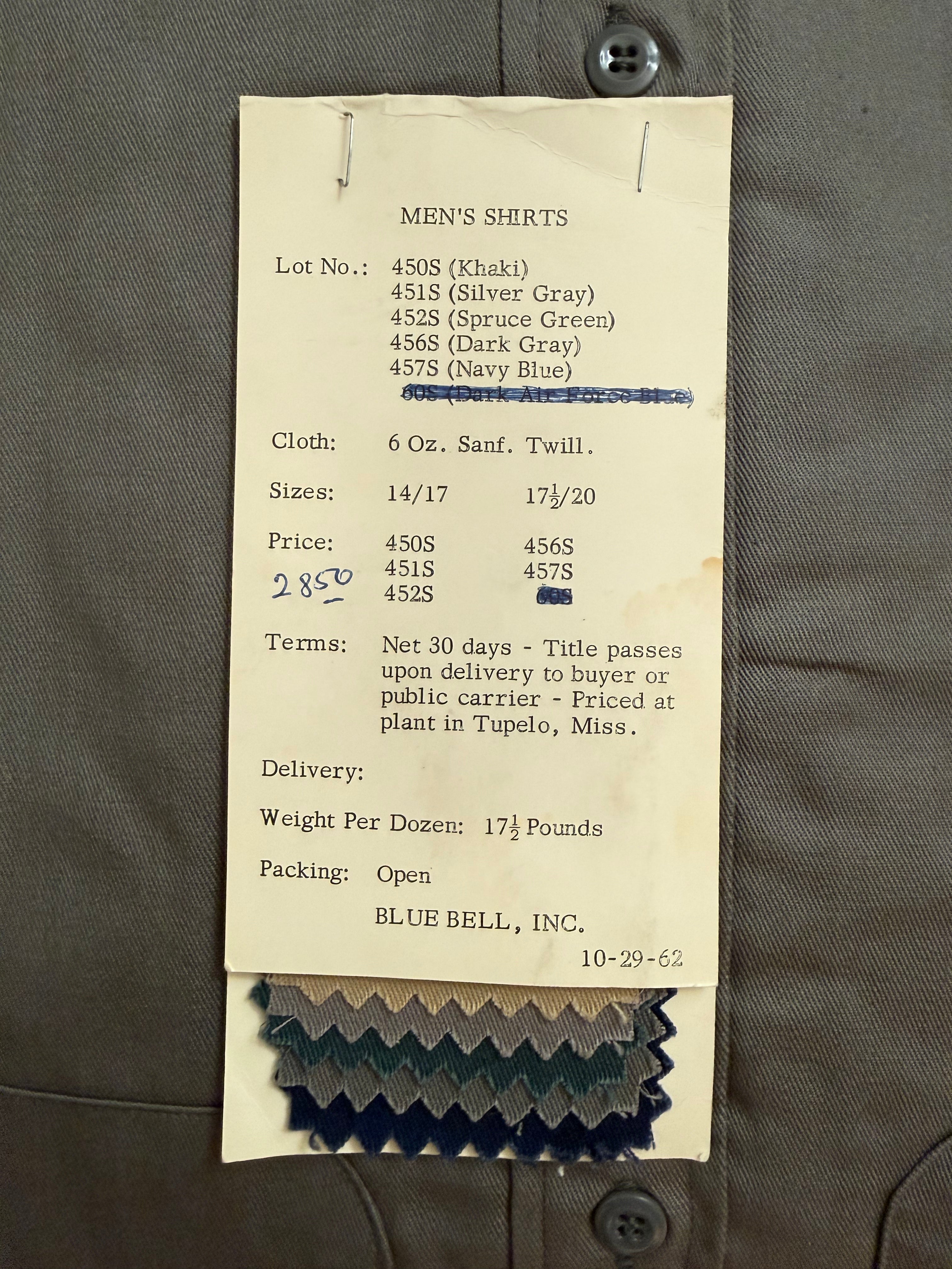 Vintage 1960's Blue Bell Men's Work Shirt - Charcoal