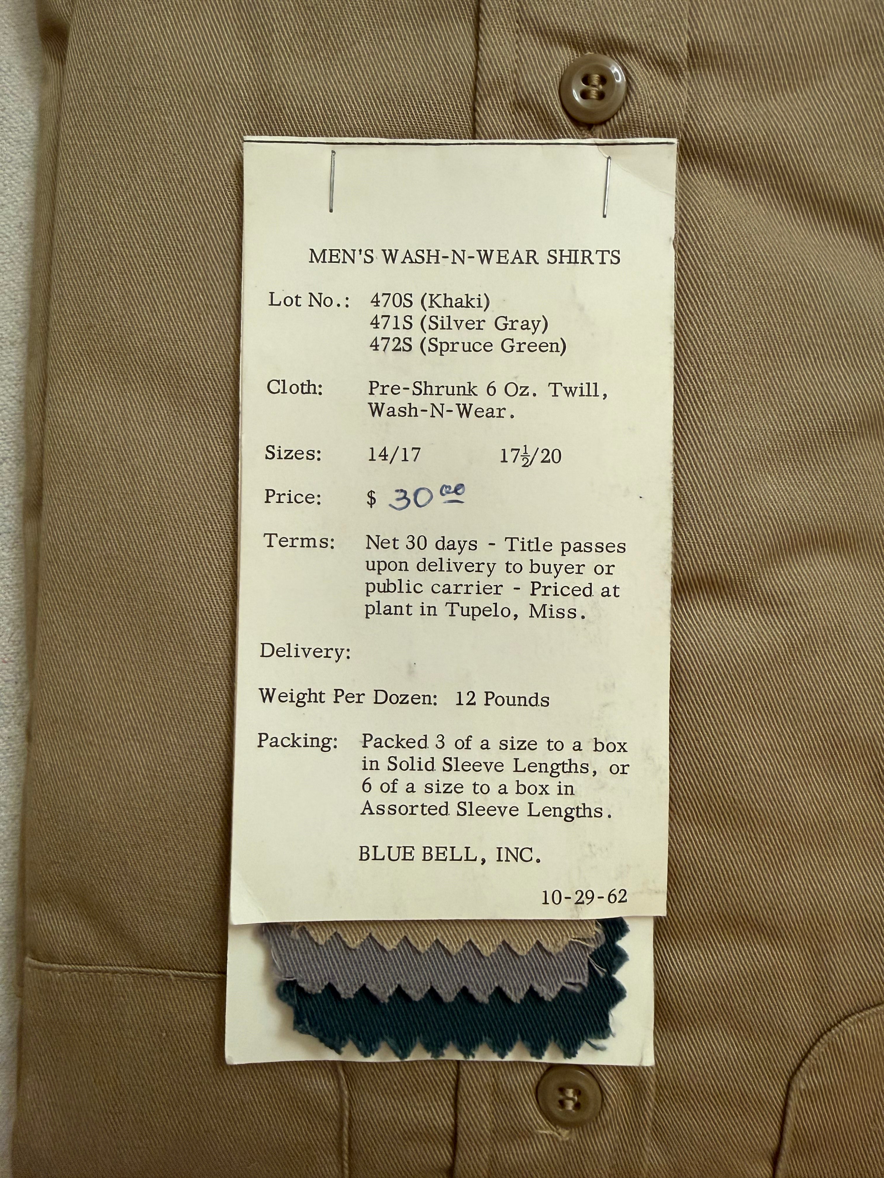 Vintage 1960's Blue Bell Men's Work Shirt - Tan